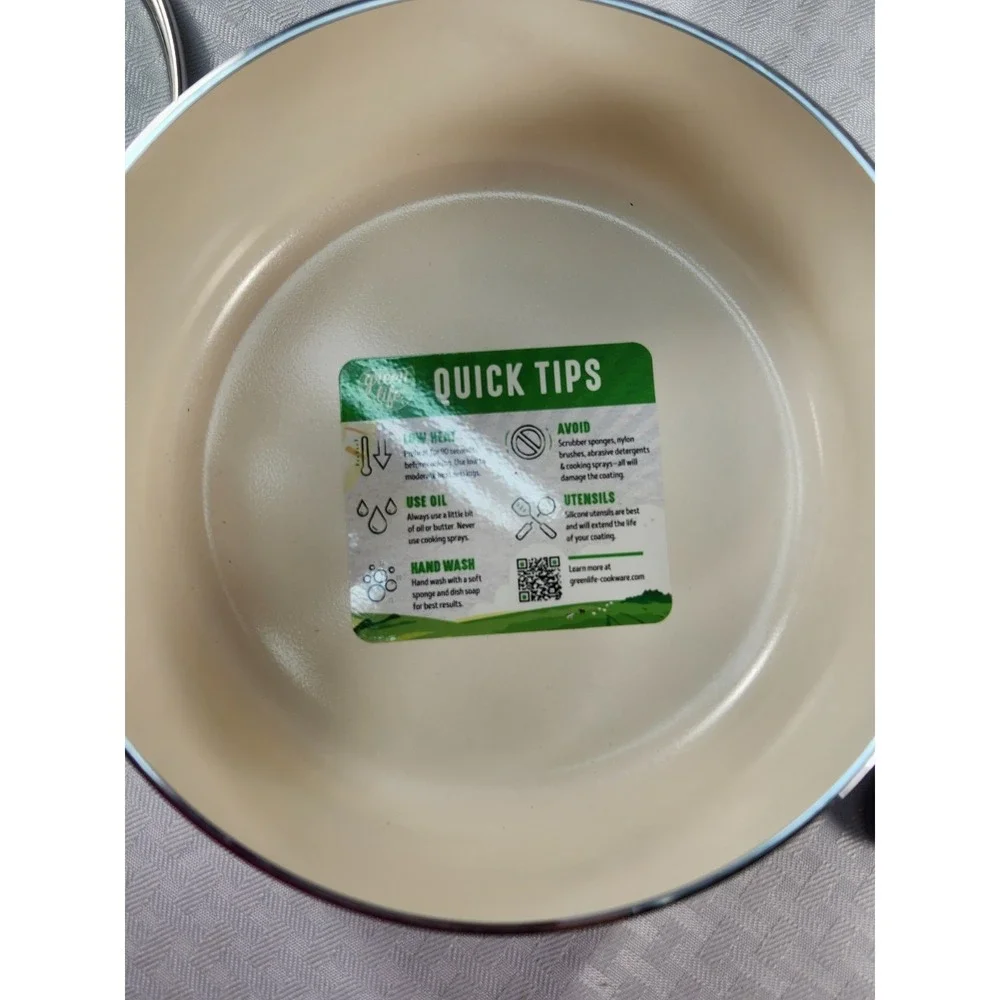 Set NEW Greenlife Healthy Nonstick Ceramic Cookware Dutch Oven & 2 Sauce Pans Li